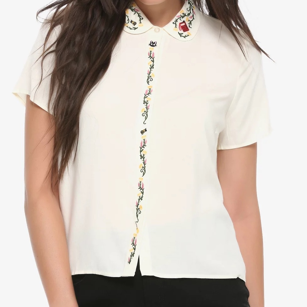 Hot Topic Kiki’s Delivery Service Studio Ghibli Button-up Embroidered Top Small
